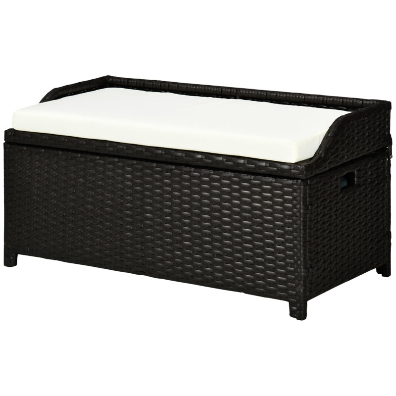 Boîte de rangement en osier pour l'extérieur Outsunny, Crème / blanc