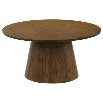 Winsten 36-Inch Round Engineered Wood Pedestal Coffee Table, Dark Brown