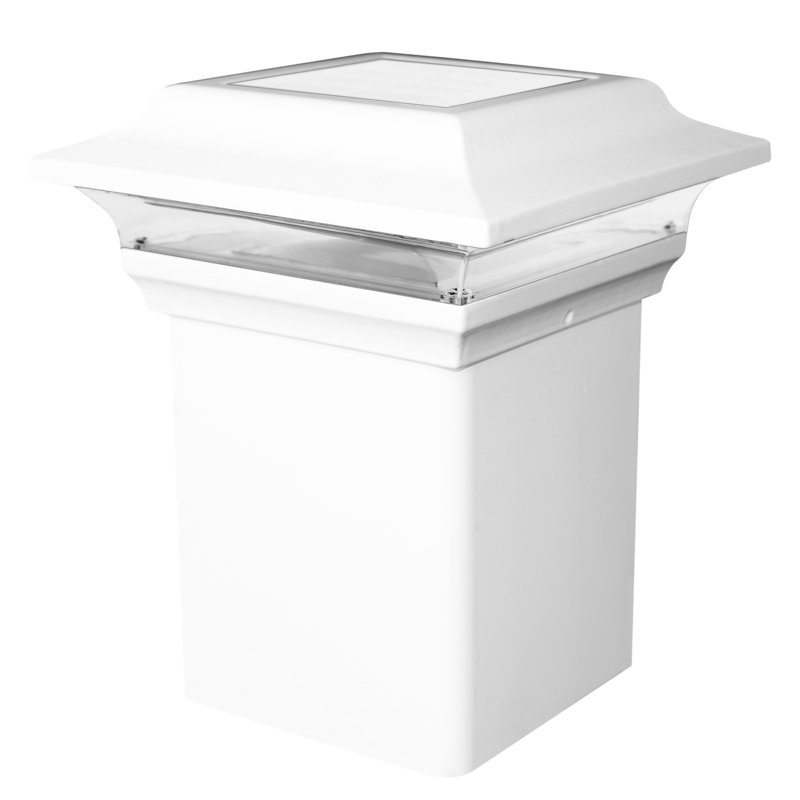 Imperial Solar Powered Integrated LED Aluminium 4 in. x 4 in. Fence Post Cap Light with Base Adapter Included, White