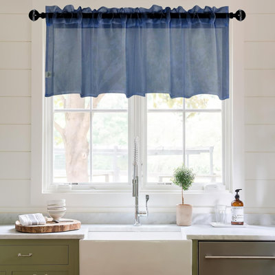 1 Panel Sheer Valance Curtains for Small Window, Rod Pocket Polyester Voile Farmhouse Style Short Sheer Curtains for Cafe, Bathroom