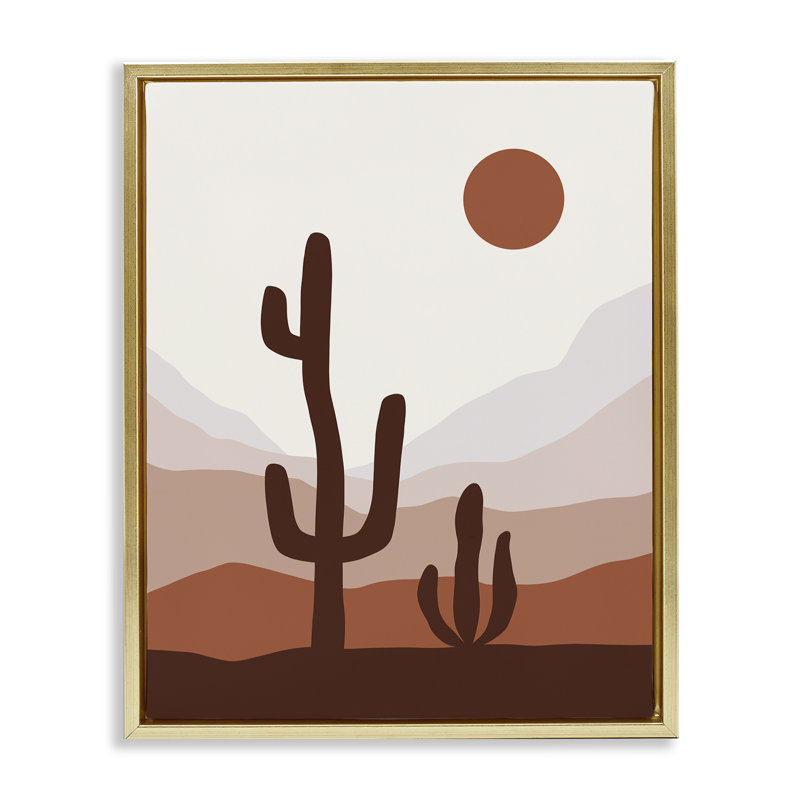 «Sun Over Desert Life», art mural encadré flottant par Ahmad, H 31 po x l 25 po, Cadre flottant gris lustré
