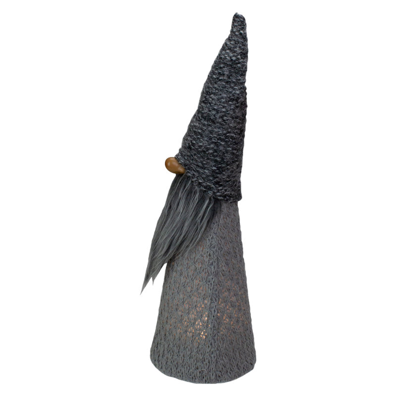 Figurine de Noël gnome en tricot à lumière grise 16 "à DEL
