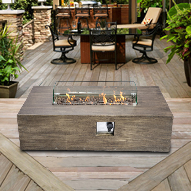Rectangle Concrete Propane Smokeless Fire Pit