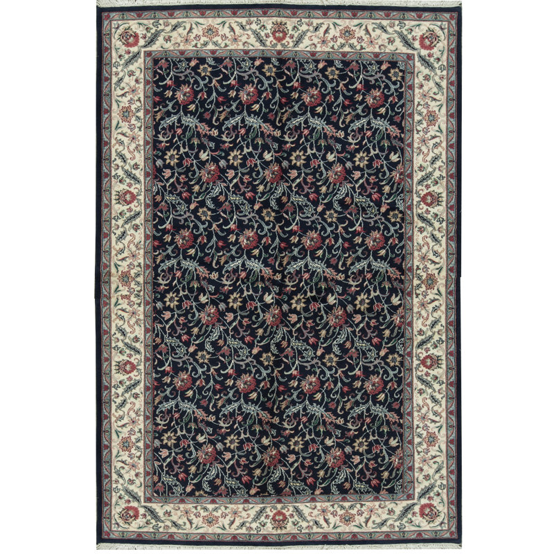 Floral Area Rug in Navy/Ivory
