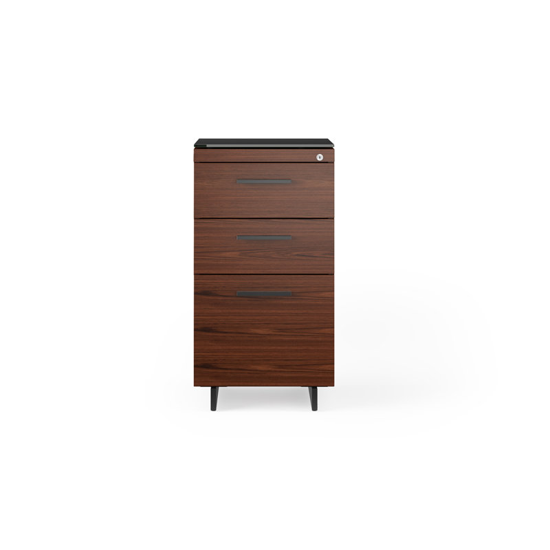 Sequel 20 3 - Drawer File Cabinet, Chocolate Stained Walnut/Black