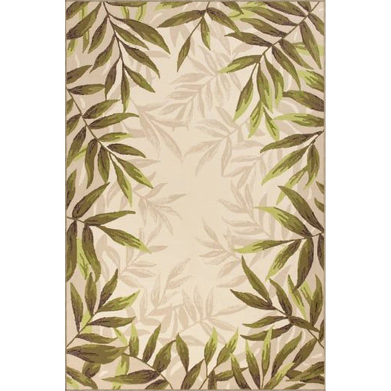 Étui tissé vert à motif de feuille verte, Rectangle 5 pi 2 po x 7 pi 7 po