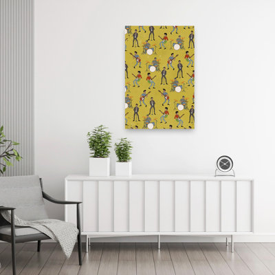 Retro Rock Band Pattern Energetic Retro Vintage Architecture Landscape Wall Art Print by Nicholas - Wrapped Canvas Print