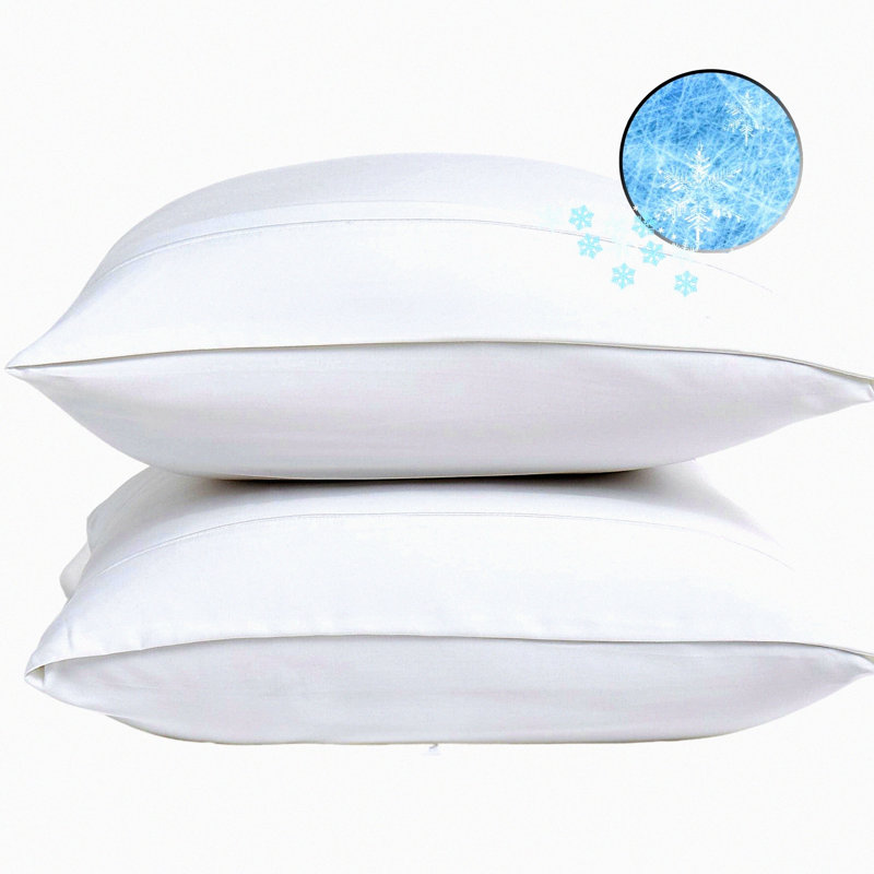 Cool Rayon From Bamboo Chill Pillowcase Set - 2 Pack Envelope Closure, Breathable Cooling Pillow Case Travel White - Set of 2