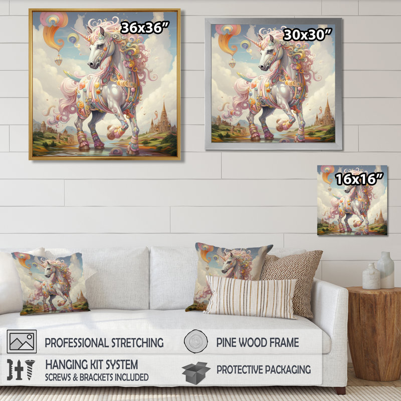 Armin - Unicorns Wall Art Living Room, Toile tendue, H 36 po x l 36 po x P 1,5 po