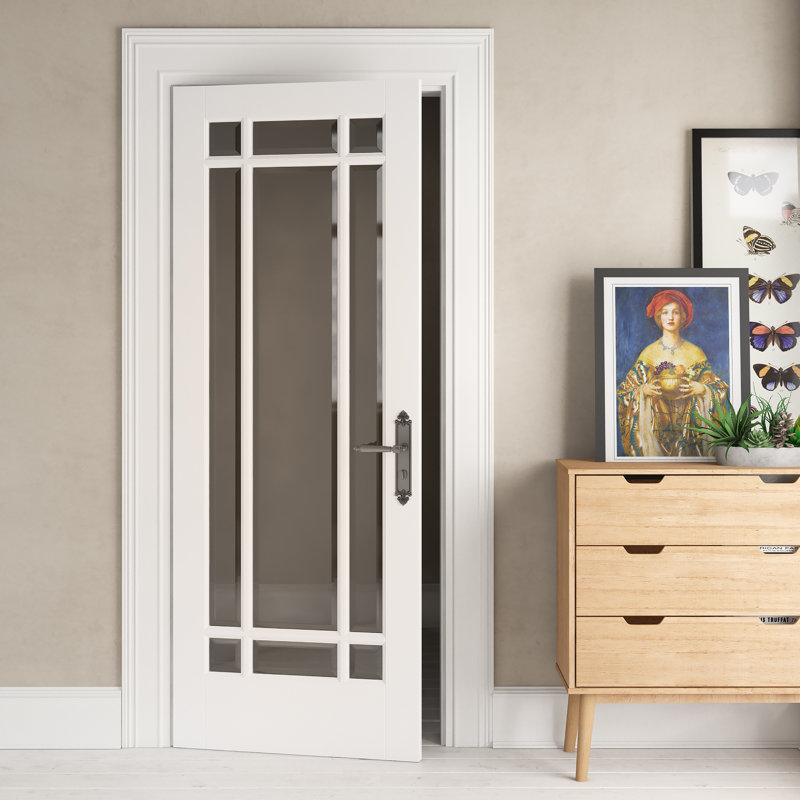 Manhattan Clear Bevelled Glazed Primed White Internal Door, 198.1 cm H x 83.8 cm W x 3.5 cm D