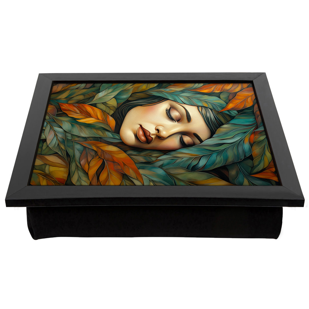 Leaf Art Deco No.3 Woman  Lap Tray with Cushion