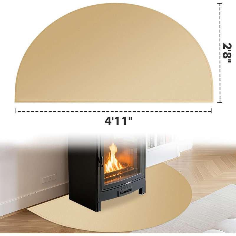 Tapis de foyer pour foyer résistant au feu, 59 x 32 po, H 32 po x l 59 po, Kaki