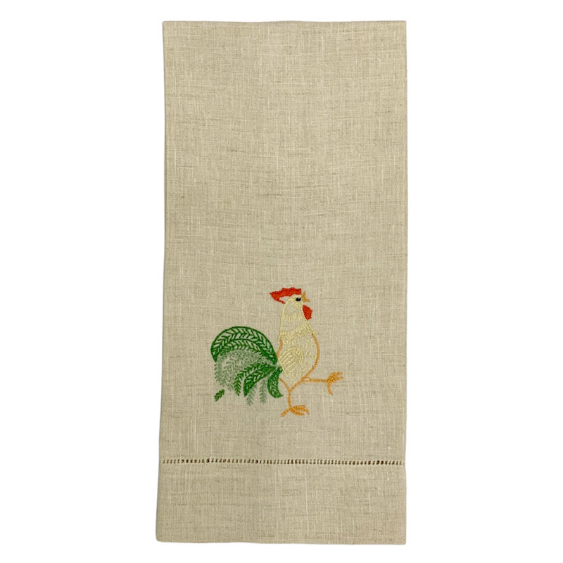 Rooster Tea Towel, White
