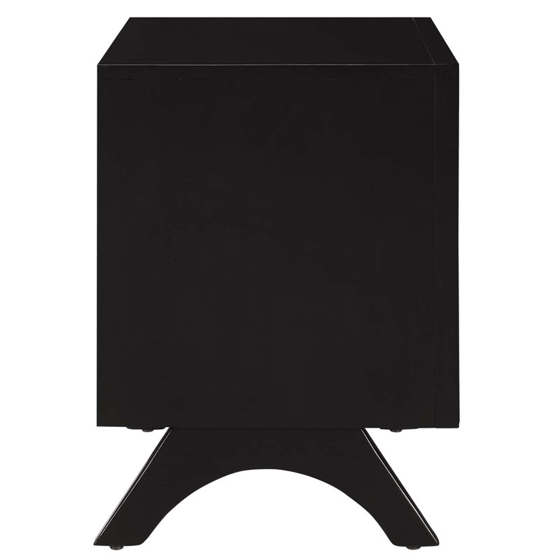 Providence Black Rubberwood and MDF Nightstand with Silver Knobs