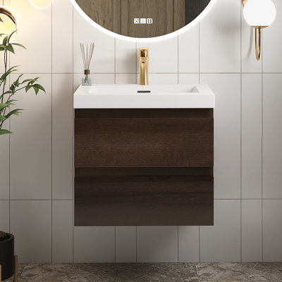 Meuble-lavabo mural simple 24 po avec plateau en résine Sealcove