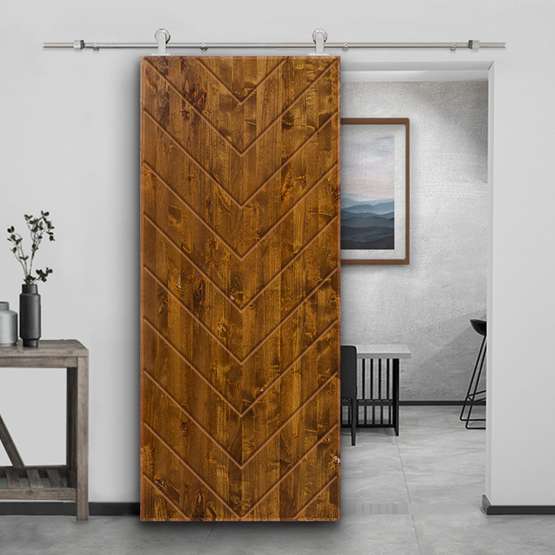 Porte de grange à panneaux et en bois avec quincaillerie d'installation, 36 po x 84 po, Blanc