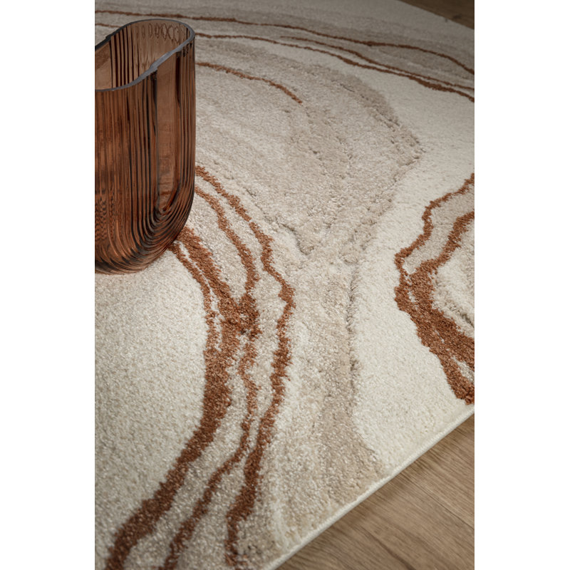 Decara Quartz Abstract High-Low Terracotta/Beige Area Rug, Rectangle 160 x 230 cm