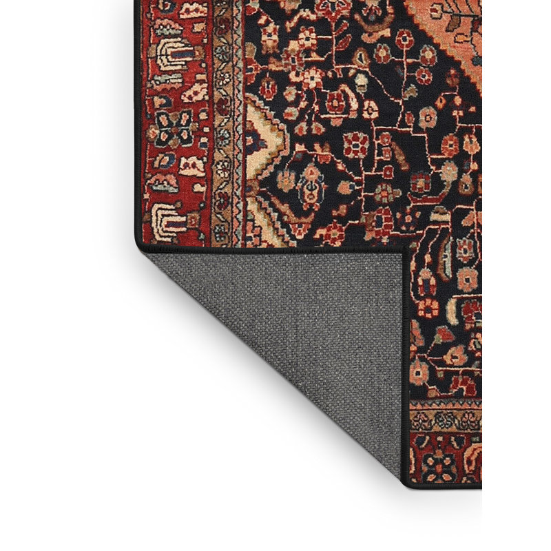 Tapis traditionnel rouge / noir Hackmore, Rectangle 2 pi x 4 pi
