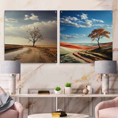 Minimalisme prairie tranquillité, ensemble d'art mural en verre