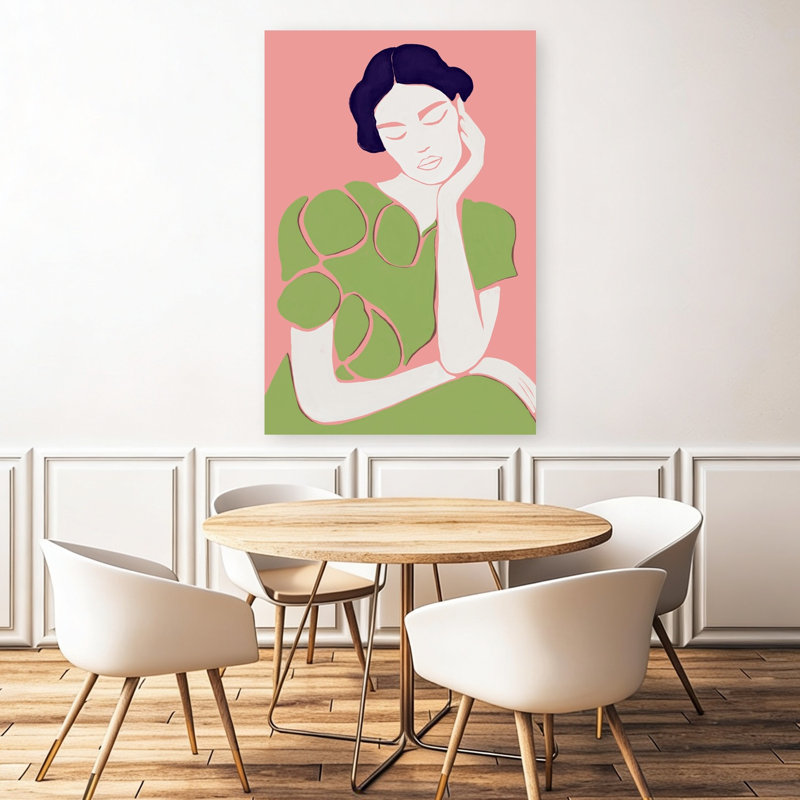 Portrait de femme pensif abstrait, art contemporain contemporain