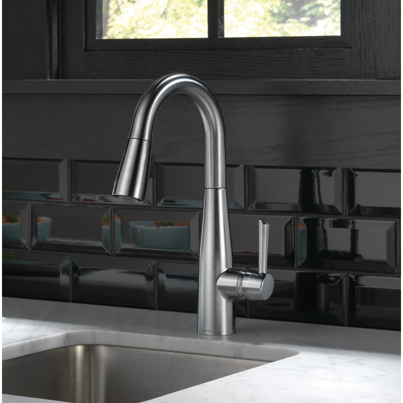Essa Pull Down Sprayer Bar Faucet, Single Handle Prep Sink Faucet, Arctic Stainless