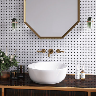 Carreau de mosaïque en marbre poli Carrara 12,01 po x 12,01 po Carrara Dot