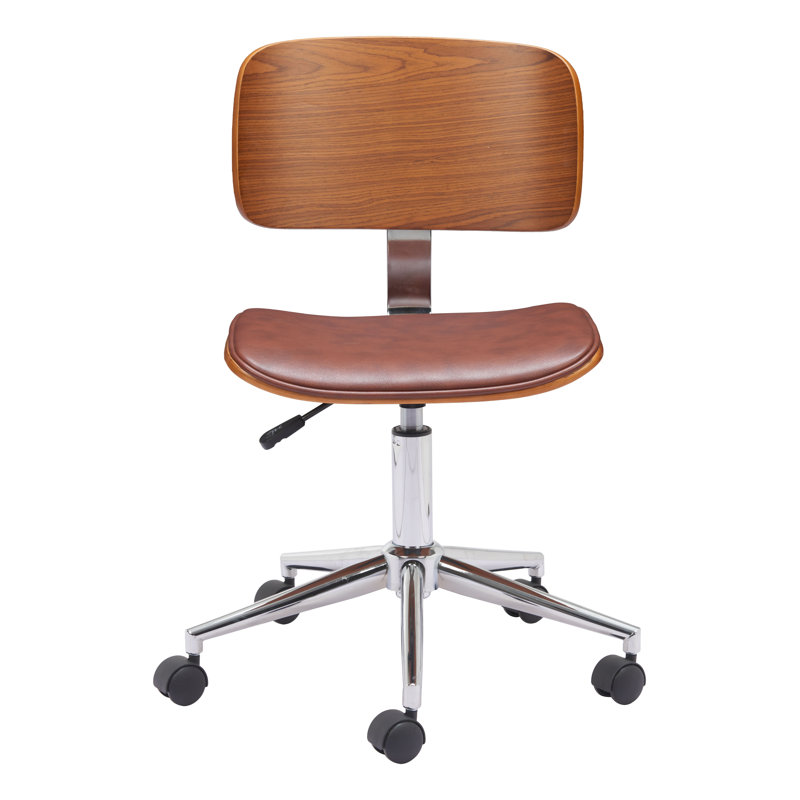 Ergonomic Office Chair For Home Office Desk Rolling Swivel Computer Chair Modern Task, Brown, Chrome/Brown