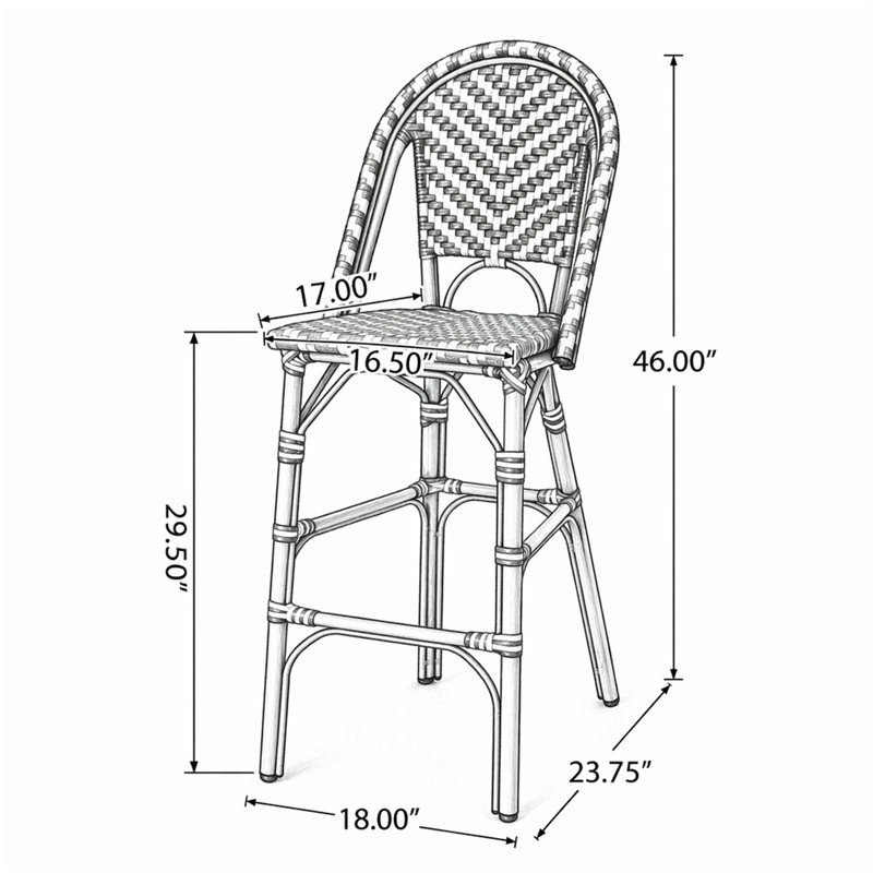 Tabouret de bar 29,5 po, Navy Blue/White