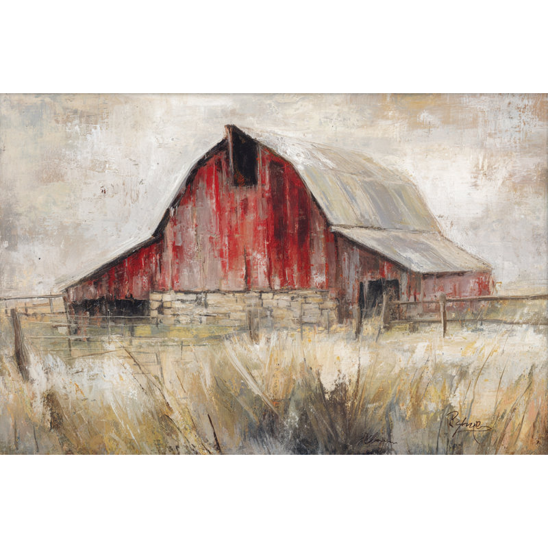 Homestead Study - Red Barn Heritage Landscape, art mural sur toile tendue, H 30 po x l 40 po x P 1,5 po