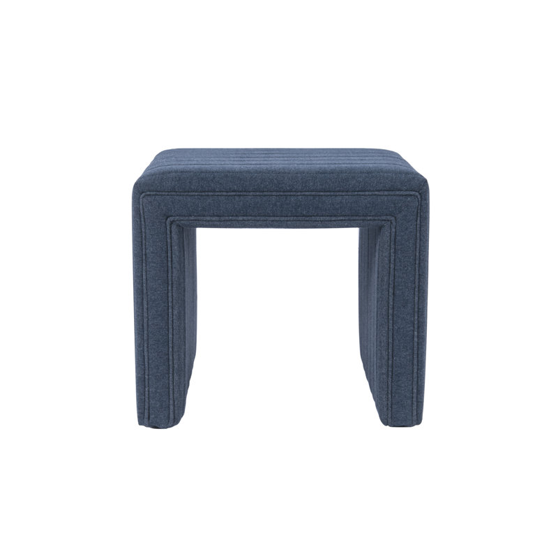 Aurealiz Modern Channel Ottoman, Blue Felted Woven
