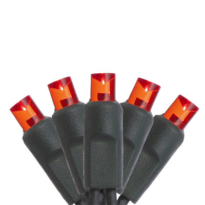  4 pack - 5mm - 50 ct - Red LED - 4" spacing - Green wire - 17 ft long