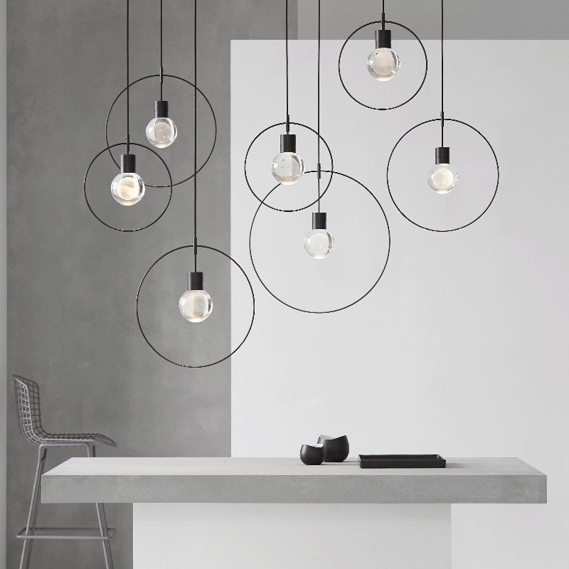 Mina LED Pendant, 1, 152" H x 7.6" W x 5" D, Black