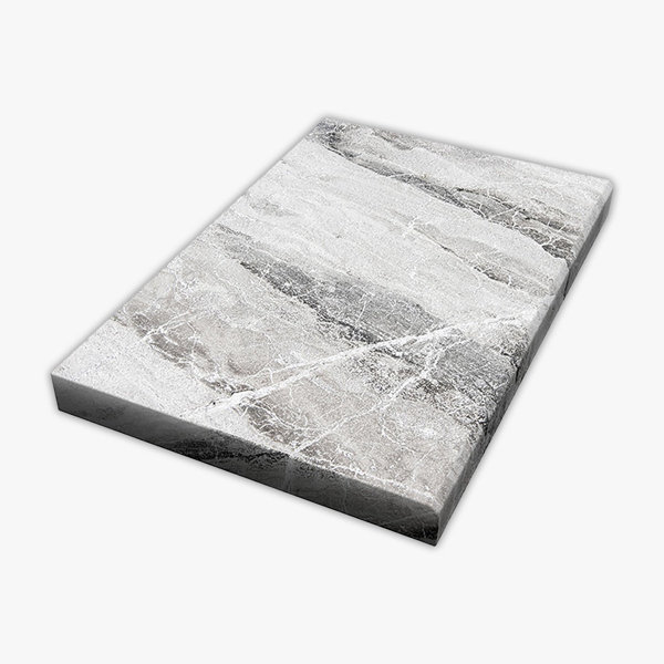 Atlantic Grey Grained Texture 16x24 Marble Extra Thick Modern Edge Coping