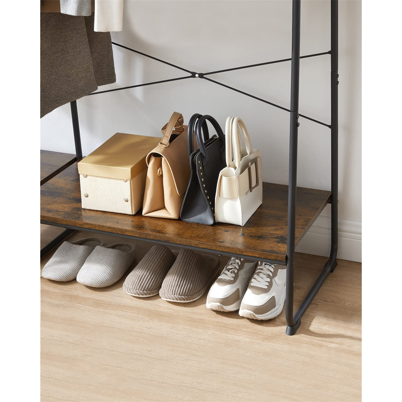 Annastassia 120cm Clothing Rack, Vintage Brown/Black