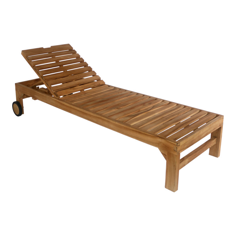 Brummett 200cm Long Reclining Teak Single Chaise