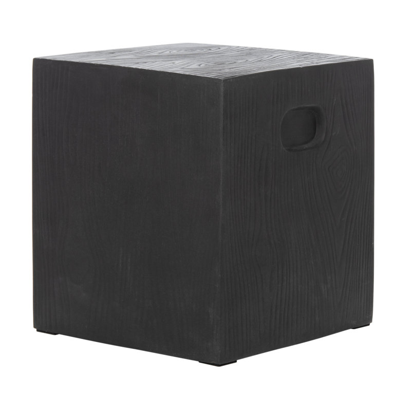 Quiles Concrete Top End Table, Black