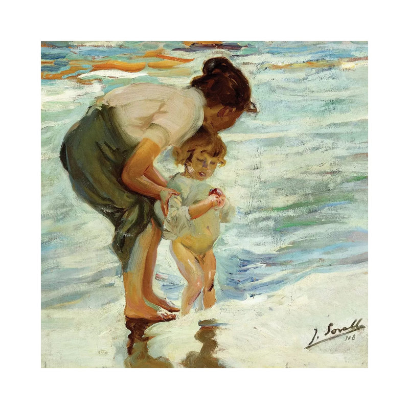 On The Beach, 1908 by Joaquin Sorolla Y Bastida - Painting on Canvas, Wrapped Canvas, 66.04cm H x 66.04cm W x 3.81cm D