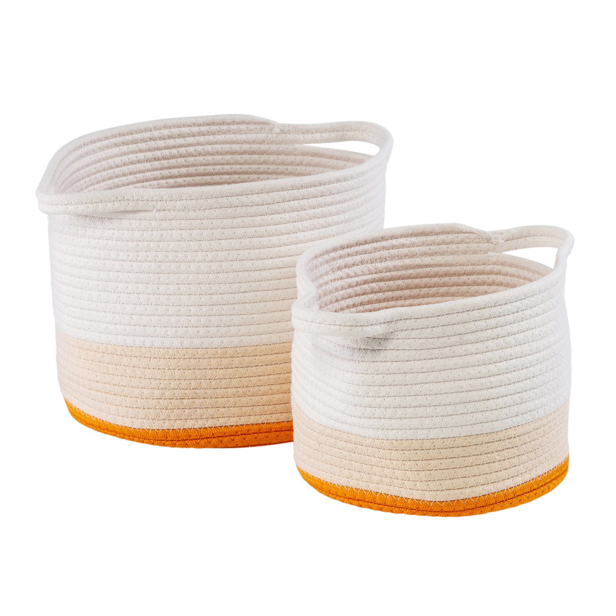 Fabric Decorative Basket - Set of 2, Orange