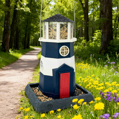 Mangeoire d'oiseaux de grande capacité pour l'extérieur pour phare - peut contenir jusqu'à 8 lb de graines, est facile à remplir et à nettoyer et peut être suspendue ou fixée sur un poteau