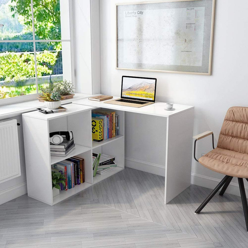 Empress L-Shaped Computer Desk, White