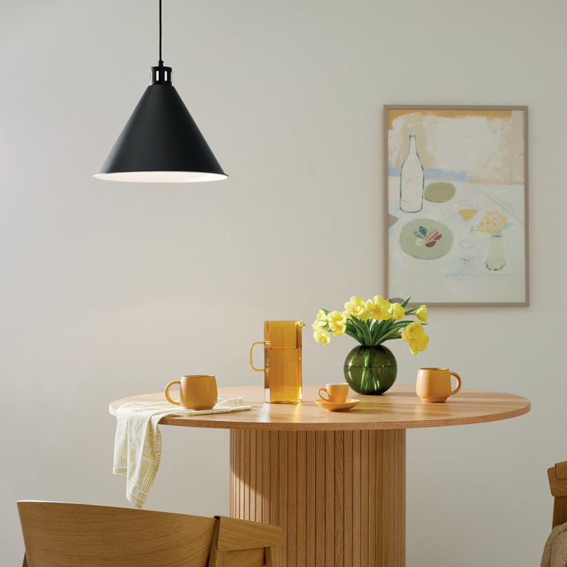 14.25" 1-Light Cone Pendant, Satin Black