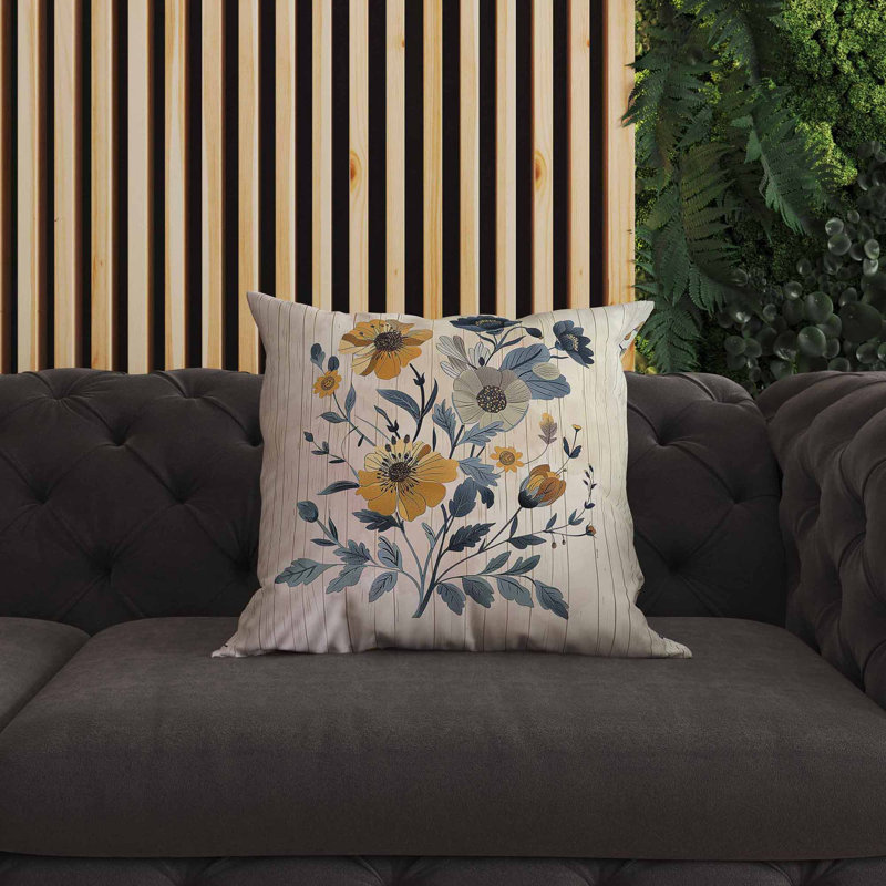 Fleur de résineux intérieur / extérieur 16 x 16, Beige/bleu, Carré 16 po