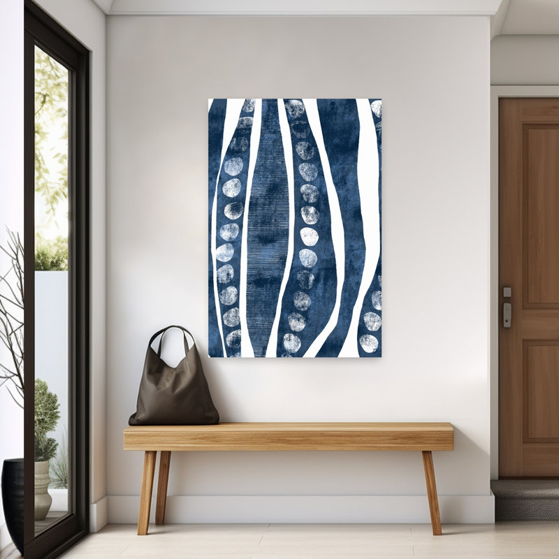 Bleu marine abstrait 1 abstrait, art mural contemporain élégant, 60" H x 40" W