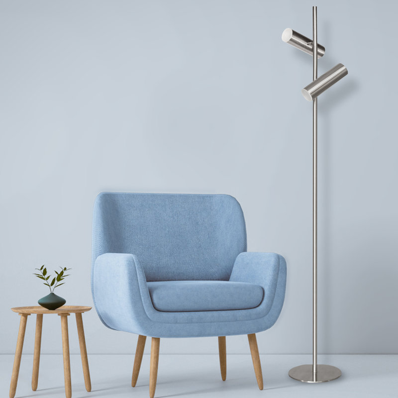 62.25'' LED Tree Floor Lamp, Satin Chrome