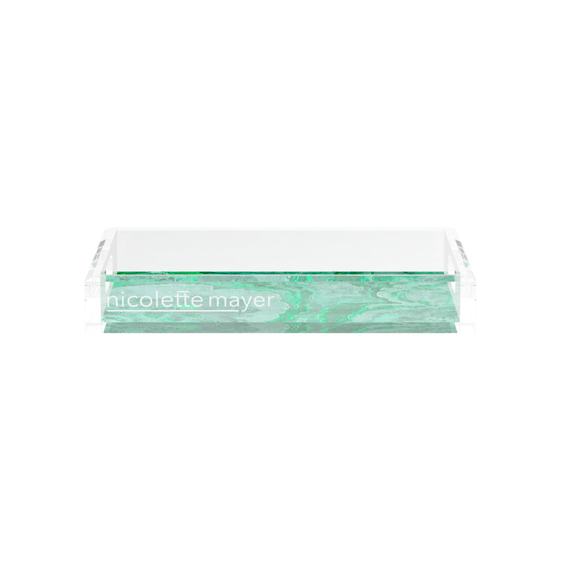 Plateau décoratif Agate Malachite, L 12,5 po x P 7,75 po x H 2 po