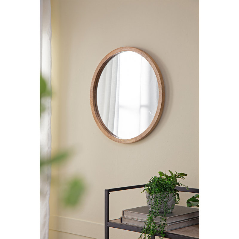 Miroir mural 19,7 "avec cadre en bois, Brun