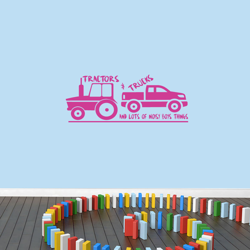Décalcomanie murale tracteurs et camions, Rose vif