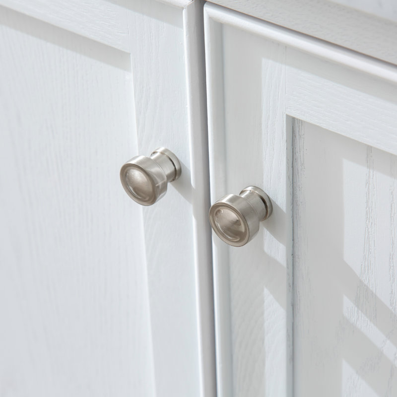 Ensemble de meuble-lavabo simple 30 po Angelissa, Grain blanc / nickel brossé, Pierre naturelle blanc de Carrare