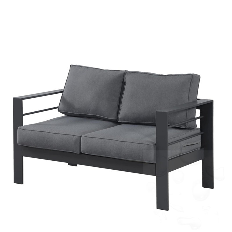 2-seat Patio Sofa with Cushions, Gray, Gray