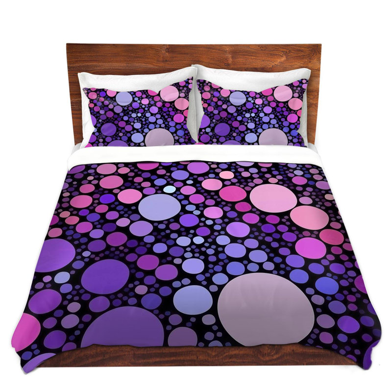 Ensemble de housse de couette à points frais orchidées, 1 housse simple + 1 taie standard